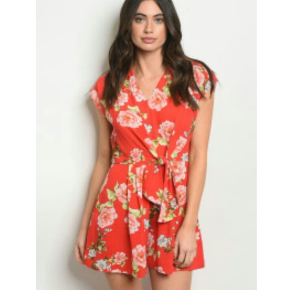 Other - Red Floral Romper